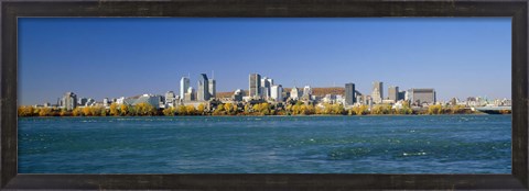 Framed View of Montreal Skyline and the Saint Lawrence River with Mount Royal in the background, Montreal, Quebec, Canada Print