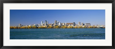 Framed View of Montreal Skyline and the Saint Lawrence River with Mount Royal in the background, Montreal, Quebec, Canada Print
