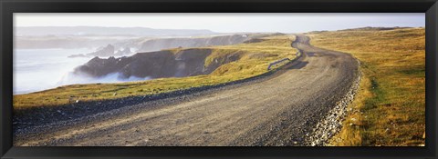 Framed Dirt road passing through a landscape, Cape Bonavista, Newfoundland, Newfoundland and Labrador, Canada Print