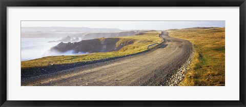Framed Dirt road passing through a landscape, Cape Bonavista, Newfoundland, Newfoundland and Labrador, Canada Print