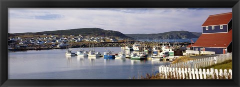 Framed Boats in a harbor, Bonavista Harbour, Newfoundland, Newfoundland And Labrador, Canada Print