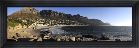 Framed Camps Bay with the Twelve Apostles in the background, Western Cape Province, South Africa Print