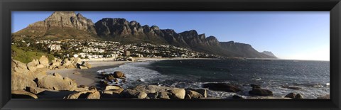Framed Camps Bay with the Twelve Apostles in the background, Western Cape Province, South Africa Print
