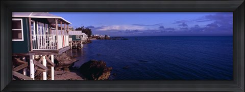 Framed Cabanas on the beach, Bermuda Print