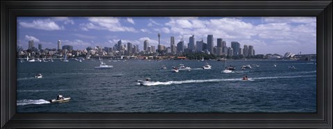 Framed Boats in the sea, Sydney Harbor, Sydney, New South Wales, Australia Print