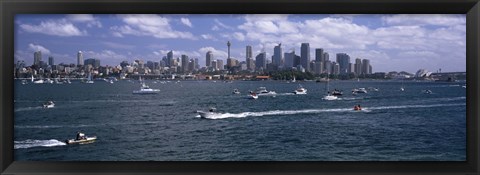 Framed Boats in the sea, Sydney Harbor, Sydney, New South Wales, Australia Print