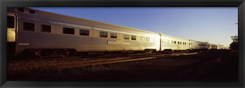 Framed Train moving on railroad tracks, Indian Pacific Train, Broken Hill, New South Wales, Australia Print