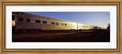 Framed Train moving on railroad tracks, Indian Pacific Train, Broken Hill, New South Wales, Australia Print