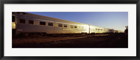 Framed Train moving on railroad tracks, Indian Pacific Train, Broken Hill, New South Wales, Australia Print