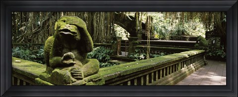 Framed Statue of a monkey in a temple, Bathing Temple, Ubud Monkey Forest, Ubud, Bali, Indonesia Print