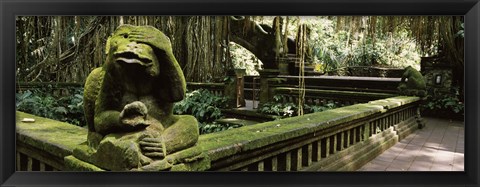 Framed Statue of a monkey in a temple, Bathing Temple, Ubud Monkey Forest, Ubud, Bali, Indonesia Print