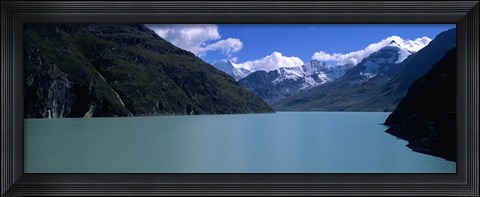 Framed Mountain at the lakeside, Grande Dixence Dam, Valais Canton, Switzerland Print