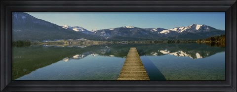 Framed Pier over on a lake, Wolfgangsee, St. Wolfgang, Salzkammergut, Upper Austria, Austria Print