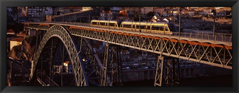 Framed Metro train on a bridge, Dom Luis I Bridge, Duoro River, Porto, Portugal Print