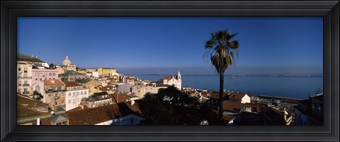 Framed View of buildings and the sea, Alfama, Lisbon, Portugal Print