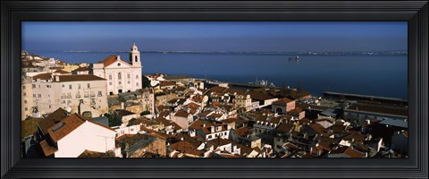 Framed High angle view of buildings in a city, Alfama, Lisbon, Portugal Print
