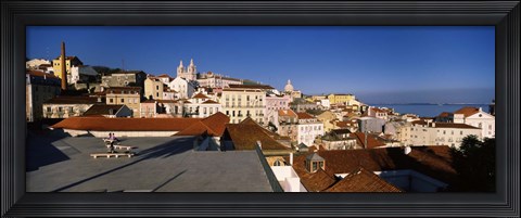 Framed Roof top view, Alfama, Lisbon, Portugal Print