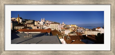 Framed Roof top view, Alfama, Lisbon, Portugal Print