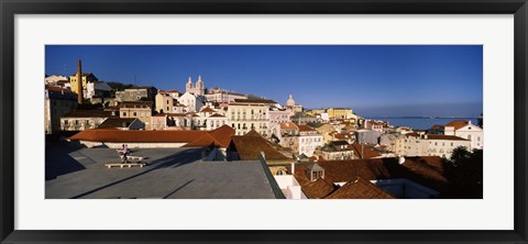 Framed Roof top view, Alfama, Lisbon, Portugal Print