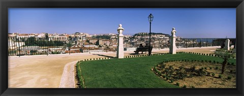 Framed Formal garden in a city, Alfama, Lisbon, Portugal Print