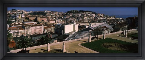 Framed View of city and hill top, Alfama, Lisbon, Portugal Print