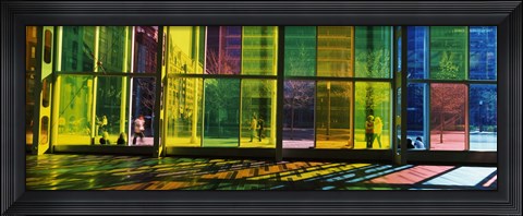 Framed Multi-colored glass in a convention center, Palais De Congres De Montreal, Montreal, Quebec, Canada Print