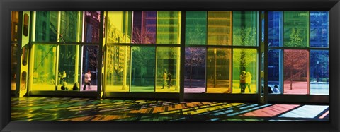 Framed Multi-colored glass in a convention center, Palais De Congres De Montreal, Montreal, Quebec, Canada Print