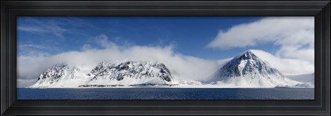 Framed Snow covered mountains, Magdalene Fjord, Spitsbergen, Svalbard Islands, Norway Print