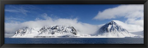 Framed Snow covered mountains, Magdalene Fjord, Spitsbergen, Svalbard Islands, Norway Print