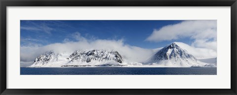 Framed Snow covered mountains, Magdalene Fjord, Spitsbergen, Svalbard Islands, Norway Print