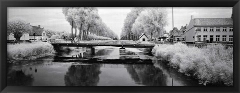 Framed Bridge across a channel connecting Bruges to Damme, West Flanders, Belgium Print