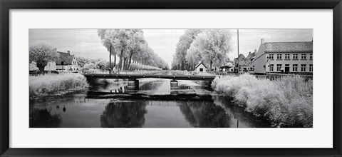 Framed Bridge across a channel connecting Bruges to Damme, West Flanders, Belgium Print