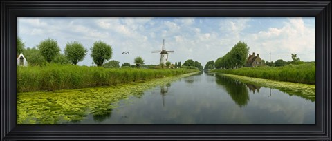 Framed Traditional windmill along with a canal, Damme, Belgium Print