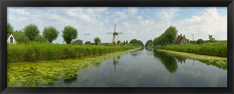 Framed Traditional windmill along with a canal, Damme, Belgium Print