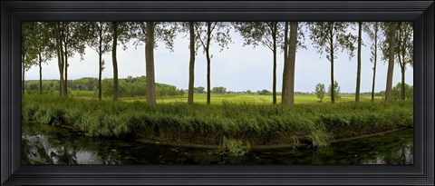 Framed Channel passing through a landscape from Brugge to Damme, Belgium Print