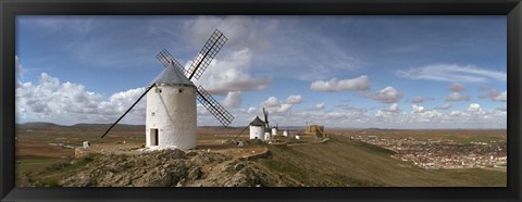 Framed Traditional windmill on a hill, Consuegra, Toledo, Castilla La Mancha, Toledo province, Spain Print