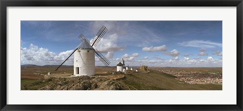 Framed Traditional windmill on a hill, Consuegra, Toledo, Castilla La Mancha, Toledo province, Spain Print