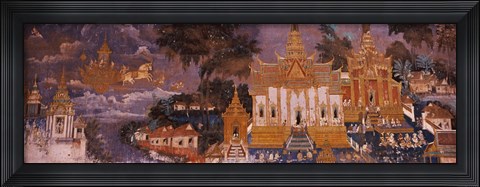 Framed Ramayana murals in a palace, Royal Palace, Phnom Penh, Cambodia Print