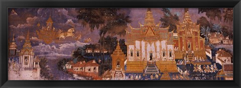 Framed Ramayana murals in a palace, Royal Palace, Phnom Penh, Cambodia Print