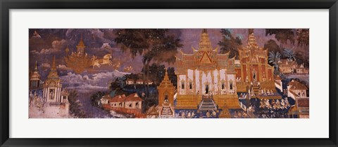 Framed Ramayana murals in a palace, Royal Palace, Phnom Penh, Cambodia Print