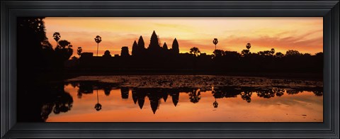 Framed Silhouette of a temple, Angkor Wat, Angkor, Cambodia Print