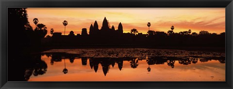 Framed Silhouette of a temple, Angkor Wat, Angkor, Cambodia Print