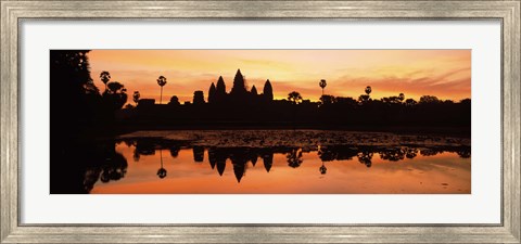 Framed Silhouette of a temple, Angkor Wat, Angkor, Cambodia Print