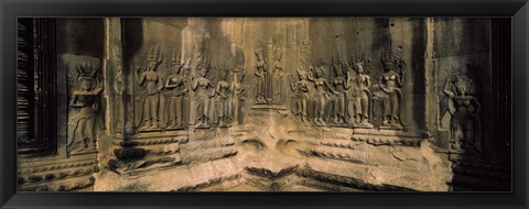 Framed Carvings  in a temple, Angkor Wat, Cambodia Print