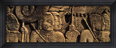 Framed Sculptures in a temple, Bayon Temple, Angkor, Cambodia Print