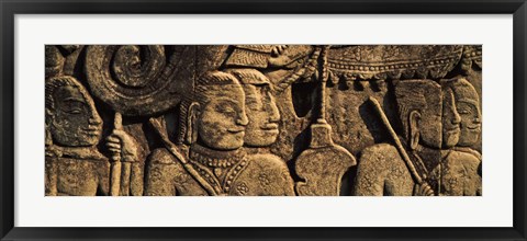 Framed Sculptures in a temple, Bayon Temple, Angkor, Cambodia Print