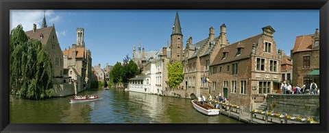 Framed Buildings at the waterfront, Rozenhoedkaai, Bruges, West Flanders, Belgium Print