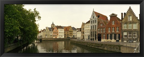 Framed Buildings along a canal, Bruges, West Flanders, Belgium Print