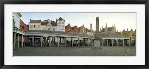 Framed Facade of an old fish market, Vismarkt, Bruges, West Flanders, Belgium Print