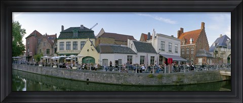 Framed Buildings at the waterfront, Bruges, West Flanders, Belgium Print